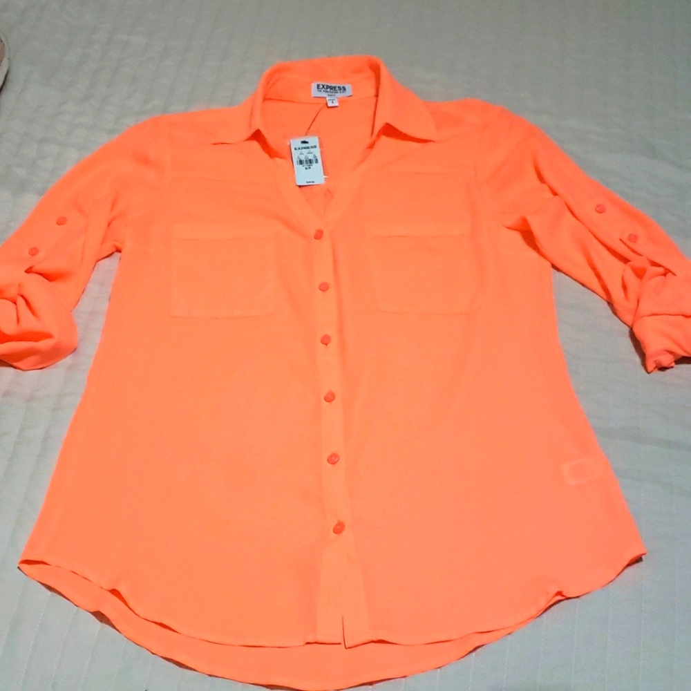 Neon coral blouse